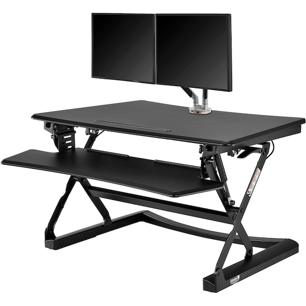 Interion By Global Industrial Interion Ergonomic Sit-Stand Desk Converter & Dual Monitor Mount Kit, Full Width Keyboard 670297 - main